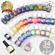 【先着500円OFFクーポン】王道 レジン 着色剤 贅沢セット クルール 5g × 34色 + 塗るレジン おまけ付き …