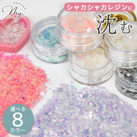 封入 パーツ 沈む ホログラム オーロラ ＆ ゴールド ホロスノー 全8色 ■ キラキラ 偏光 ラメ シェイカー レジン シャカシャカ スノードーム ハーバリウム オイル かわいい ゆめかわ カシャカシャ クリスマス ネイル 六角 ハンドメイド ■