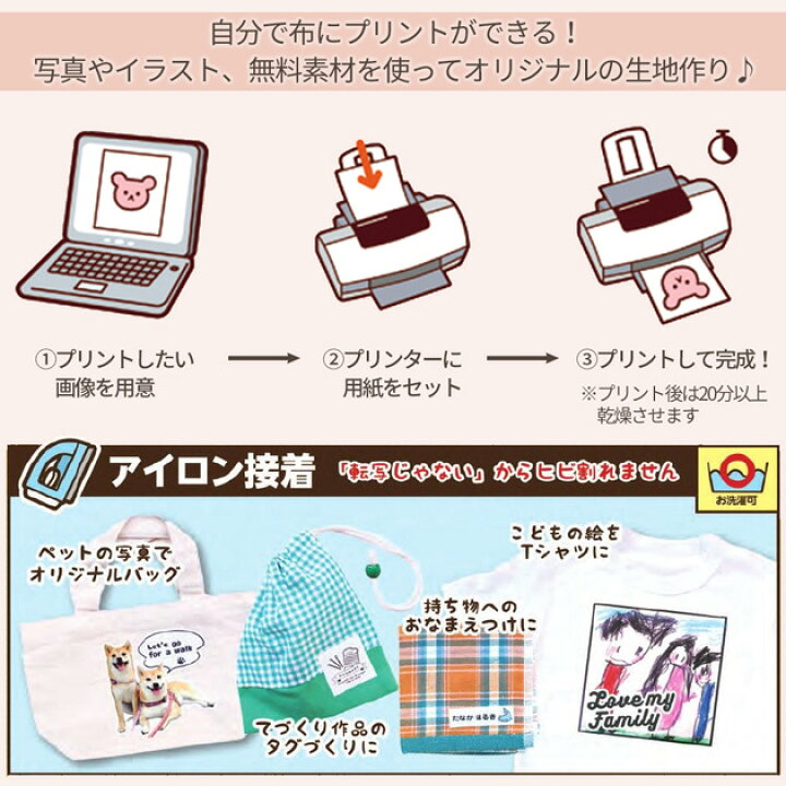 楽天市場】KAWAGUCHI プリントできる布 ラベル用 A4 サイズ アイロン 