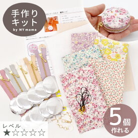 手作りキット 花柄 マカロン ケース 5個 レシピ 型紙 動画 付き ■ 手芸キット 小花 フラワー 生地 布 ブロード YKK ファスナー ハンドメイド 手芸 手作り キット セット 収納 小物入れ マカロンポーチ コインケース コインポーチ LV1 入門 ■