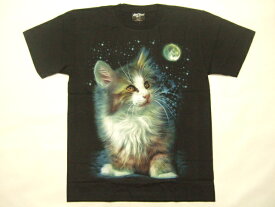 横浜最新 夜光 可愛いねこちゃんと月♪魅惑のTシャツサイズ M、L 送料無料1