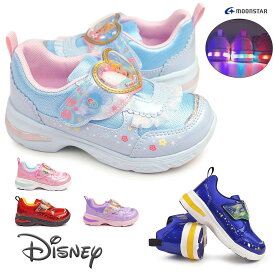 ディズニー 光る靴 キッズ スニーカー DN C1344 マジック式 抗菌 防臭 ムーンスター Disney Moon Star プリンセス トイストーリー カーズ