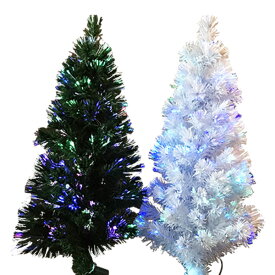 クリスマスツリー led 210cm ファイバーツリー イルミネーション搭載 白/緑 ホワイト/グリーン white/green