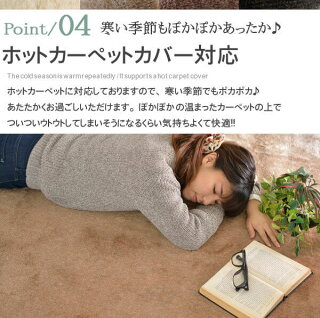 ホットカーペット対応で寒い冬をあったか。寒い季節はこたつ敷きにもぴったり。夏場はさらさらパイルで1年中快適にお過ごし頂けるカーペット。