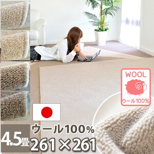 4.5畳 カーペット なかね家具 アレルギー対策 ウール 100% 床暖房対応 ラグ 絨毯 オールシーズン ダークブラウン/グレー/ベージュ/ブラウン 江戸間 4.5帖(261×261cm) マット ホットカーペット対応