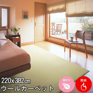 しっかりとした踏み心地 深みのあるアースカラーのウール100% 長4.5帖カーペット 220×382(本間長4.5畳絨毯) ニューワーゲン 防炎 制電 遮音 防虫 防ダニ 抗菌 カーペット ラグ ウールマーク付