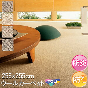 東リ ウールでありながら経済的 ループパイルの歩行感と粒感が特徴なモダンカーペット 団地間 4.5畳 防ダニ 抗菌 ウール100% 4.5帖 255×255cm バーバークラフト 安心安全の日本製 カーペット