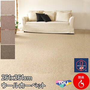 東リ 粒感が心地いい自然派ウールカーペット 4.5帖絨毯 江戸間4.5畳 261×261 クラフトジャーニー ブリティッシュウールマーク付 防炎 制電 抗菌 ホットカーペットカバー対応 カーペット ラグ