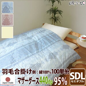 合掛け布団 羽毛布団 羽毛 ポーランド産 440dp 0.8kg セミダブルロング 綿100% 170×210cm ホワイト マザーグース 95% 立体キルト ブラック 100単糸 シャーロットII 日本製 送料無料 【工場直接出荷】