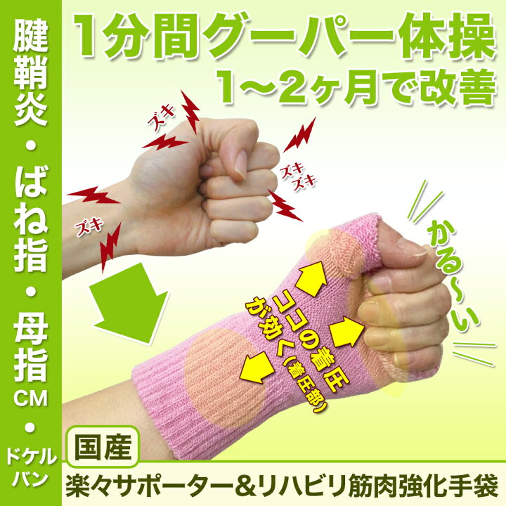楽天市場 手の むくみ 着圧サポーター 動かすリンパサポーター効果で改善 両手用 世界初 手のむくみ解消 産後の腱鞘炎 手首サポーター 親指サポーター 母指ｃｍ関節症 ばね指 親指の付け根 中指 人差し指 薬指 小指 手首 ドケルバン リハビリ てぶらくさん