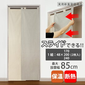のれん おしゃれ リネン 麻 北欧 Sunnyday Fabric スライドハーフ [ ヨコ55-85cm×タテ170cm/200cm/240cm ] （約48cm幅×2枚セット）【送料無料(沖縄地域除く)】 間仕切り 断熱 保温 リビング階段 廊下 階段 ドア 省エネ 節電 冷暖房効率 つっぱり棒 ロング nb sf ns sn