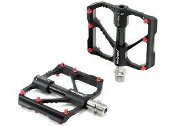 【即納】【超軽量220g】MicrOHERO　チタン合金シャフト 3シールドベアリング フラットペダル PD-M86Ti　カーボン　ブラック/レッド