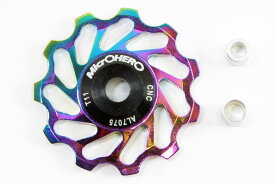 【即納】マイクロヒーロー　MicrOHERO　超回る　セラミックベアリング　アルミ　プーリー　11T ★レインボーカラー★自転車 自転車パーツ