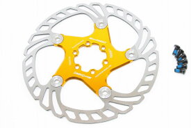 【即納】【超軽量107g】【MTB/ROAD 両用】MicrOHERO 2ピース F1 フローティングディスク ローター　160mmサイズ　1枚　ゴールド　ステンレス／マグネシウム合金