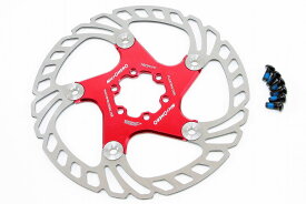 【即納】【超軽量107g】【MTB/ROAD 両用】MicrOHERO 2ピース F1 フローティングディスク ローター　160mmサイズ　1枚　レッド　ステンレス／マグネシウム合金
