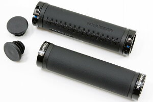 【即納】【軽量】PROMEND 両端アルミ合金クランプ ロックオンタイプ ソフト PUレザー張り 手縫い グリップ GR-501 ブラック/ブラックステッチ