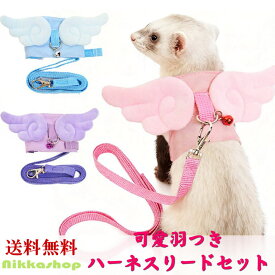 ＜新商品！＞ フェレット ハーネス リード セット 軽量 抜けにくい 天使の羽 小動物用 ハーネスリードセット ソフト フェレット ミーアキャット テン チンチラ リス ウサギ プレーリードッグ 子猫 お散歩 リード 紛失防止 サイズ調節可能 お出かけ用 1年中使いやすい