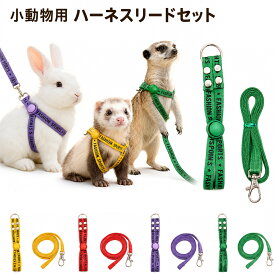 うさぎ ハーネス リード セット 小動物用 フェレット ミーアキャット チンチラ リス プレーリードッグ 子猫 サイズ調節可能 軽量 紐タイプ お散歩 お出かけ 迷子 飛び出し防止 リード付き