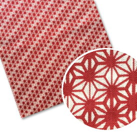 てぬぐい 小紋柄 麻の葉/臙脂