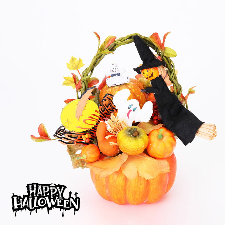 ハロウィンミニオブジェ カボチャマン Halloween オブジェ カボチャ クロネコハロウィン ハロウィーン 雑貨 黒猫 お年玉セール特価 クロネコハロウィン