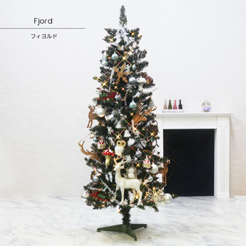クリスマスツリー おしゃれ 北欧 210cm 高級 スリムツリー LED付き オーナメント 飾り セット ツリー スリム ornament Xmas  tree Nordic 1 | 恵月人形本舗