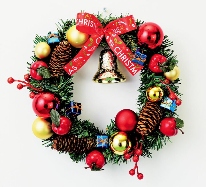 楽天市場 クリスマスリース 松ぼっくり りんご レッド 25cm 手作り リース クリスマス 壁 壁掛け リース 飾り 装飾 ディスプレイ 店舗装飾 インテリア デコレーション かわいい 赤 おしゃれ 玄関 サンタ サンタクロース ベル リボン Christmas 恵月人形本舗