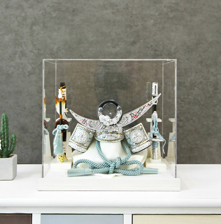 楽天市場】くすみカラーの五月人形 コンパクト ケース ブルー 淡い青  