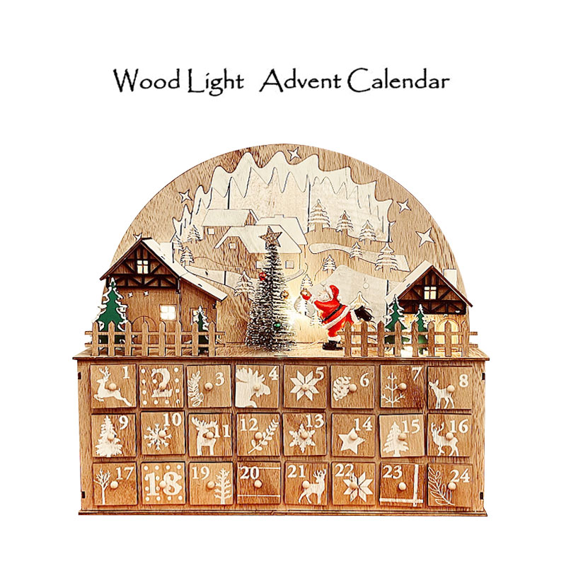 アドヴェントカレンダー 木製 クリスマス 玄関 北欧 おしゃれ ナチュラル ギフト 玄関 店舗 装飾 ディスプレイ LED ウッドファンタジー 雑貨 置物
