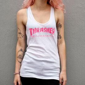 THRASHER (スラッシャー) US レディース タンクトップ Girls Thrasher Magazine Logo Racerback Tank White ガールズ スケボー SKATE SK8 スケートボード