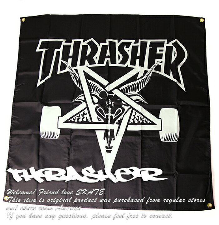 楽天市場 Thrasher スラッシャー 大判フラッグ タペストリー 壁掛け 旗 バナー Skategoat Banner Black 92 92cm スケボー Skate Sk8 スケートボード Hiphop ヒップホップ Surf サーフ スノボー スノーボード Snowboard Ninja X スケボーウェア Ninjax