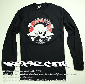 BEER CITY (ビアシティ) ロンT ロングTシャツ 長袖 Flaming Skull long sleeve Black スケボー SKATE SK8 スケートボード HARD CORE PUNK ハードコア パンク