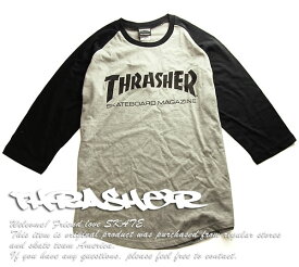 Thrasher (スラッシャー) ラグランTシャツ 七分袖 Mag Logo Raglan 3/4 T-shirt Grey/Black スケボー SK8 スケートボード