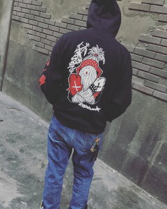 NINJA X (�j���W���G�b�N�X) �I���W�i�� �p�[�J�[ �v���I�[�o�[ Straight Edge Pullover Hoodie Original 2018 Black