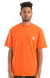 CARHARTT (カーハート) US Tシャツ K87 Loose Fit Heavyweight Short-Sleeve Pocket T-Shirt Bright Orange ポケット付 無地