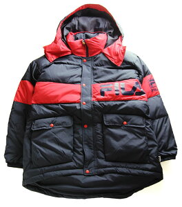 FILA Heritage (tB) _EWPbg t[ht R[g Hood Down Jacket Navy×Red XP{[