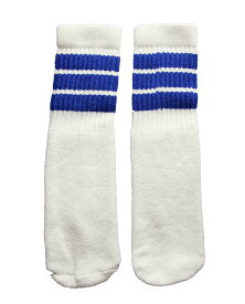 SkaterSocks ベビー キッズ 赤ちゃん 子供 ロングソックス 靴下 ソックス スケート スケボー チューブソックス Kids White tube socks with Royal Blue stripes style 1 (10インチ)