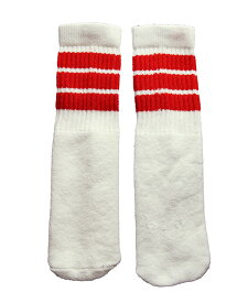 SkaterSocks ベビー キッズ 赤ちゃん 子供 ロングソックス 靴下 ソックス スケート スケボー チューブソックス Kids White tube socks with Red stripes style 1（10インチ）10 Inch BABY-KIDS Striped SKATE SK8