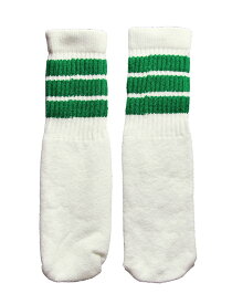 SkaterSocks (スケーターソックス) ベビー キッズ ロングソックス 靴下 ソックス 赤ちゃん Kids White tube socks with Green stripes style 1 (10インチ)