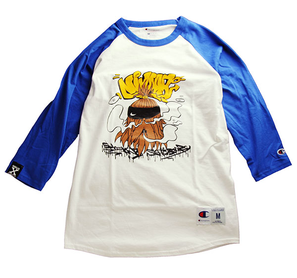 NINJA X (ニンジャエックス) Champion ベースボールシャツ 8分袖 ラグランTシャツ Original Baseball Shirt Raglan sleeve WHITE × BLUE NINJA X (ニンジャエックス) Champion ベースボールシャツ 8分袖 ラグランTシャツ Original Baseball Shirt Raglan sleeve 2019 チャンピオン (USライン) (T137) WHITE × TEAM BLUE