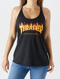 Thrasher (スラッシャー) US レディース タンクトップ ガールズ Girls Flame Logo Racerback Tank Black スケボー SKATE SK8 スケートボード