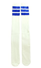 SkaterSocks ロングソックス 靴下 男女兼用 ハイソックス スケート スケボー チューブソックス Over the knee White tube socks with Royal Blue stripes style 1 (30インチ) SKATE SK8