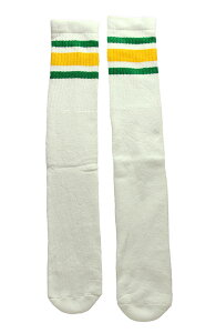 SkaterSocks (�X�P�[�^�[�\�b�N�X) 25�C���` �����O �`���[�u�\�b�N�X �C�� US MADE 70�N�� �A�����J�� �X�P�[�g�{�[�h �X�P�{�[ �I�[���h�X�N�[���i�z���C�g×�O���[��×�C�G���[�jKnee high White tube s