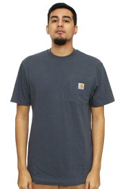 CARHARTT (カーハート) US Tシャツ (K87) Workwear Pocket T-Shirt Blue Stone ポケット付き 無地