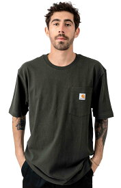 CARHARTT (カーハート) US Tシャツ (K87) Workwear Pocket T-Shirt Peat ポケット付き 無地
