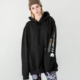 Carhartt (カーハート) US パーカー プルオーバー (K288) MW Signature Sleeve Logo Pullover Hoodie Black