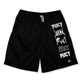 fuct (ファクト) US メッシュショーツ ショートパンツ チャンピオン MULTI LOGO CHAMPION MESH SHORTS BLACK バスケ バスケットボール