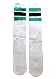 SkaterSocks ロングソックス 靴下 男女兼用 ソックス スケート スケボー チューブソックス Knee high White tube socks with Teal-Black stripes style 1 (25インチ) SK8