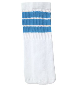 SkaterSocks ベビー キッズ 赤ちゃん 子供 ロングソックス 靴下 ソックス スケート スケボー チューブソックス Kids White tube socks with Baby Blue stripes style 1（10インチ）10 Inch BABY-KIDS Striped SKATE SK8