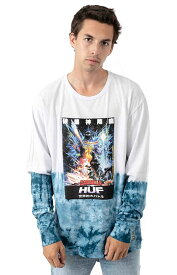 Huf x Godzilla (ハフ) ゴジラ ロンT ロングTシャツ 長袖 Space Godzilla Tie-Dye L/S Shirt White スケボー SKATE SK8 スケートボード