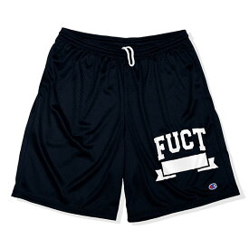 fuct (ファクト) US メッシュショーツ ショートパンツ チャンピオン ACADEMY LOGO CHAMPION MESH SHORTS BLACK バスケ バスケットボール